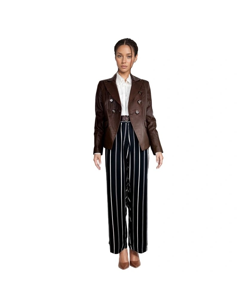 Chaqueta de Piel de Cordero Marrón para Mujer