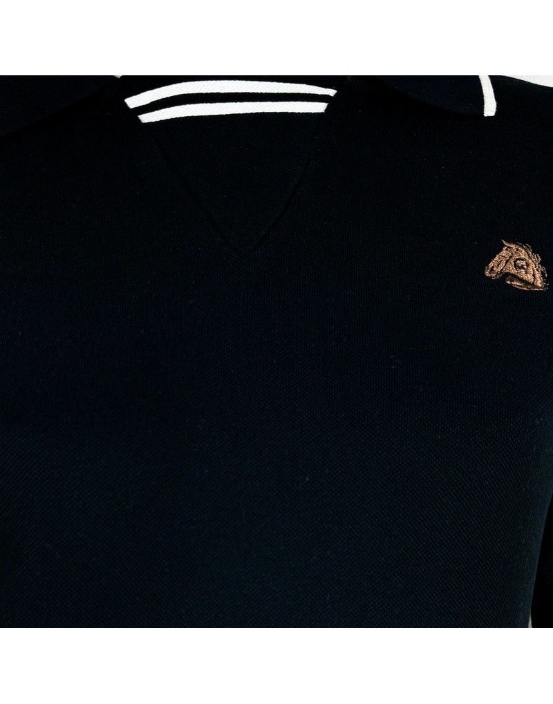 Polo Noir en Coton avec Col Distinctif Old Rowley – vue en gros plan du tissu