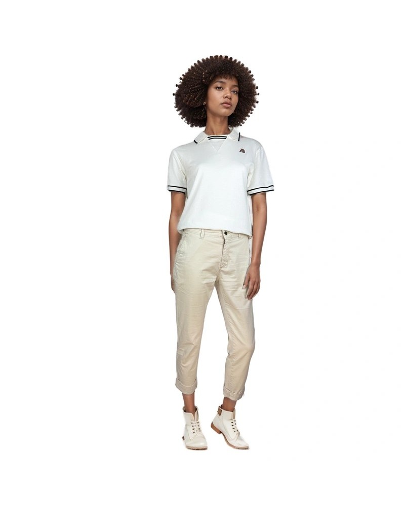 Polo Blanco con Cuello Distintivo Old Rowley - vista modelo cuerpo completo