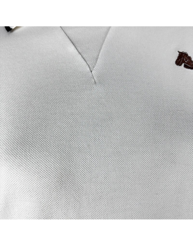 Polo Blanco con Cuello Distintivo Old Rowley -vista material cerca