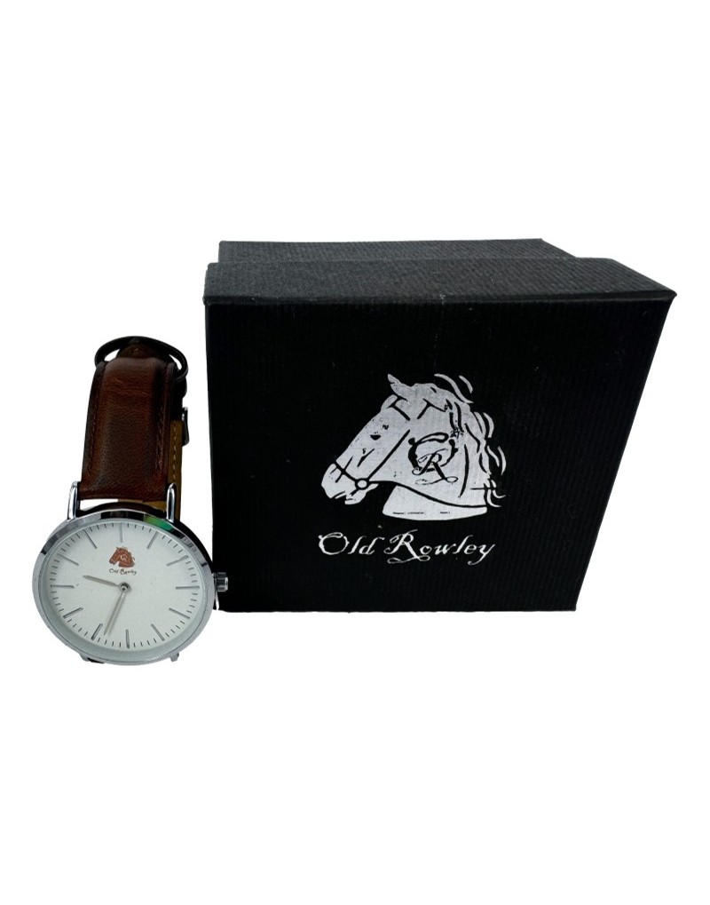 Reloj clásico plateado con correa de piel marrón en caja de regalo Reloj clásico plateado con correa de piel marrón en caja de regalo