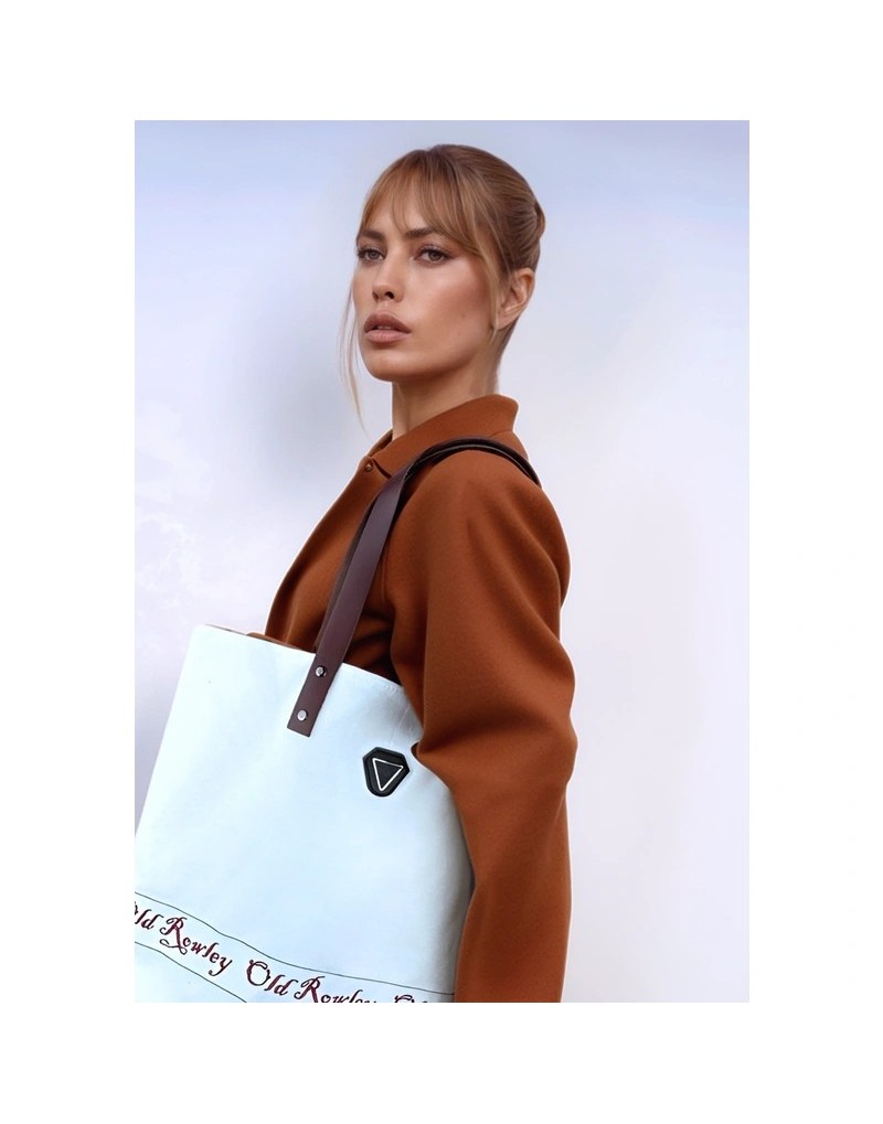 Bolso Tela Blanco asa piel Old Rowley