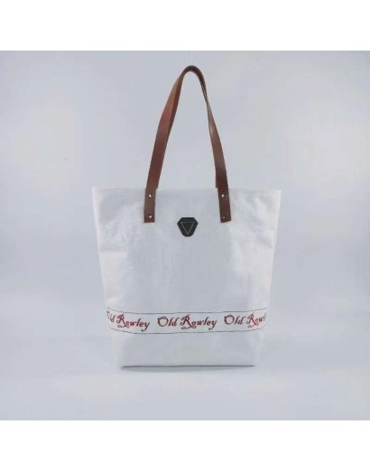 Bolso Tela Blanco asa piel Old Rowley