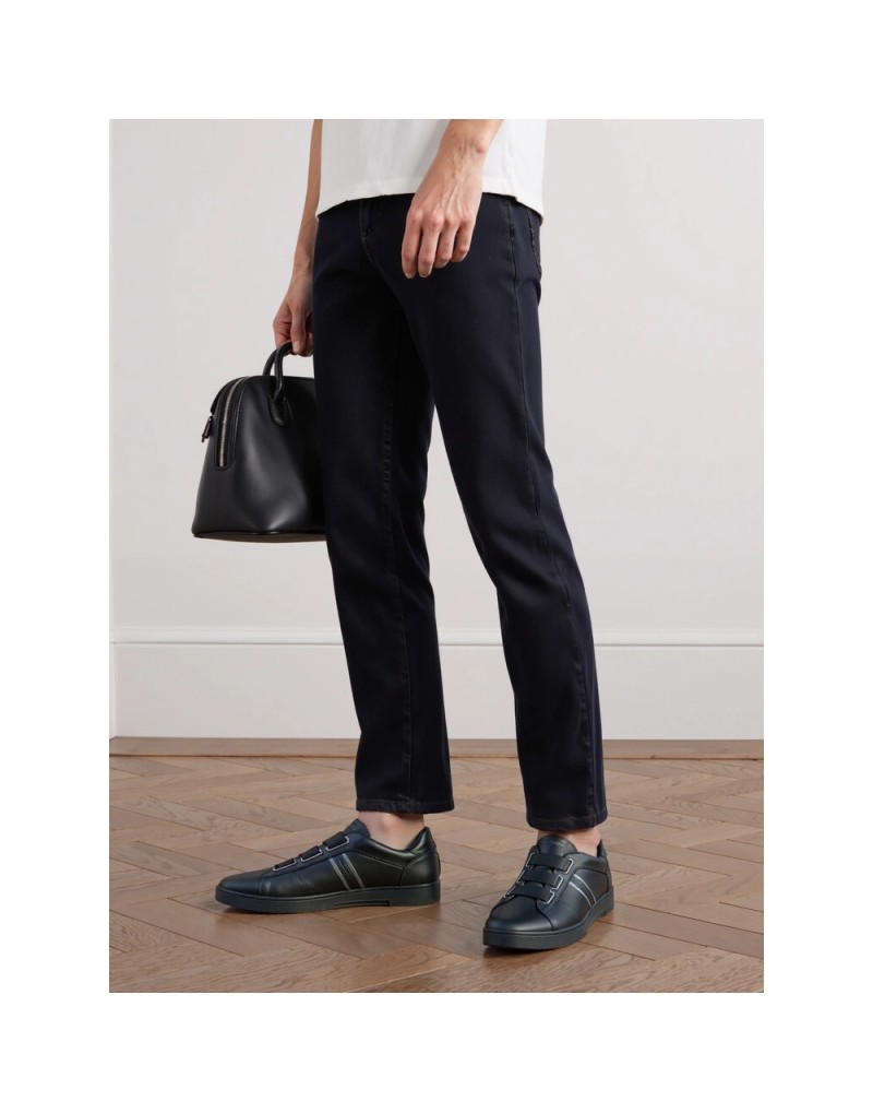 Zapatillas piel elegancia casual sin cordones Old Rowley - vista puesto en el modelo