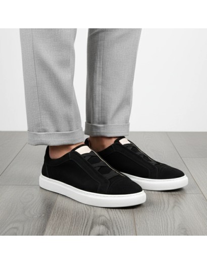 Zapatillas piel TrendyStride negras Old Rowley - vista lateral par