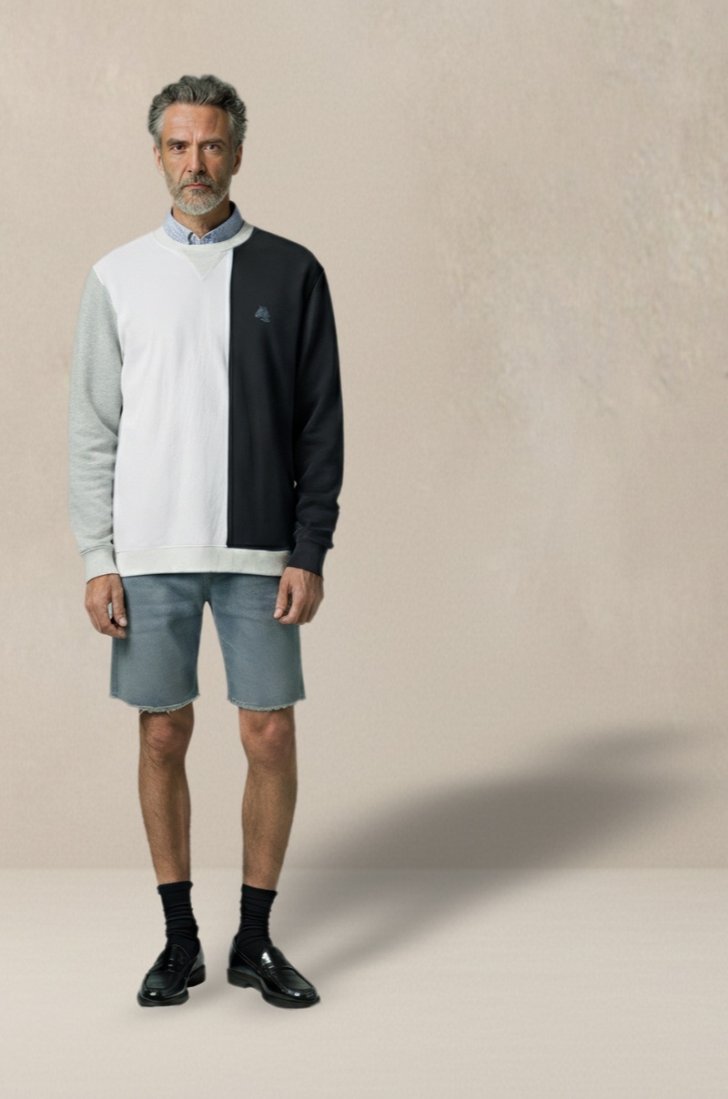 Sudadera Tricolor Blanco, Negro y Gris Old Rowley - vista frontal completo