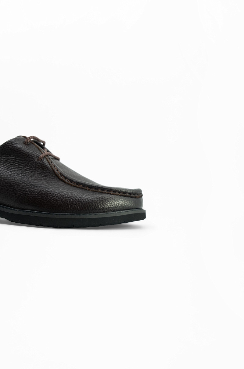 Zapato blucher de piel marrón Old Rowley - vista cerca