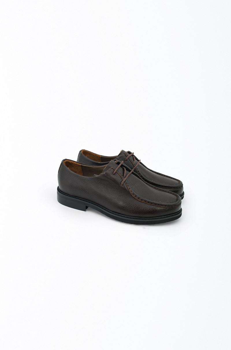 Zapato blucher de piel marrón Old Rowley - vista lateral par