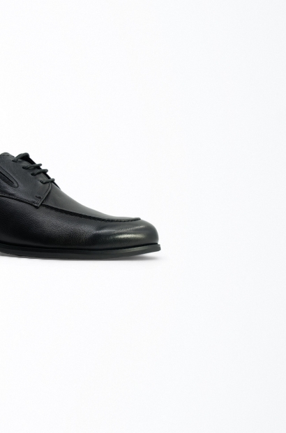 Zapatos de piel negro con cordones Old Rowley - vista lateral cerca