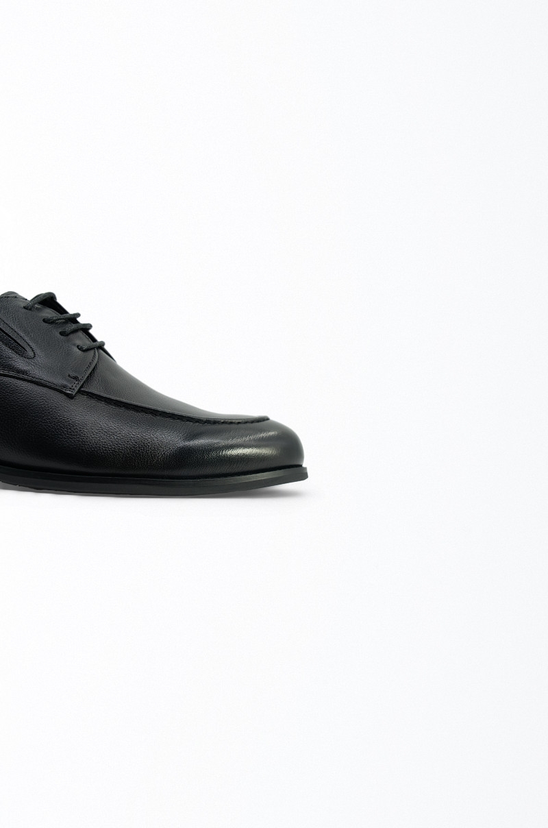 Zapatos de piel negro con cordones Old Rowley - vista lateral cerca