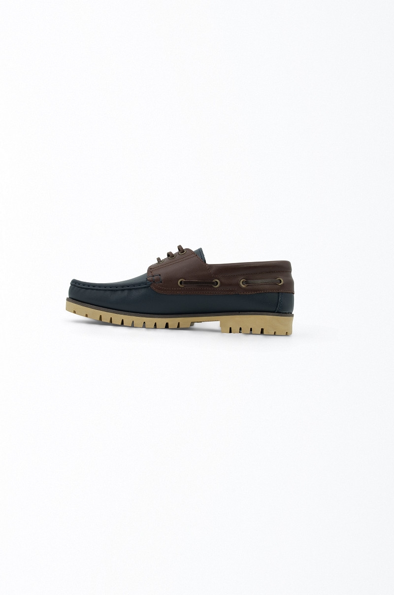 Zapatos Náuticos azul piel con cordones Old Rowley - vista otro lateral