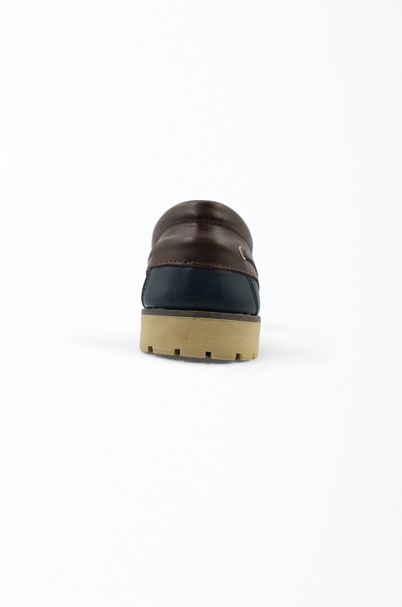 Zapatos Náuticos azul piel con cordones Old Rowley - vista talón