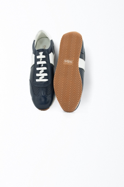 Zapatillas de piel transpirable estilo italiano Old Rowley - vista frontal y suela