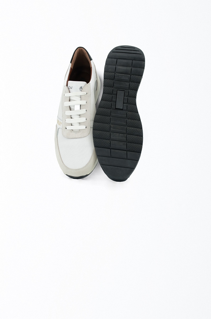 zapatillas piel vacuna y gamuza Old Rowley - vista frontal y suela