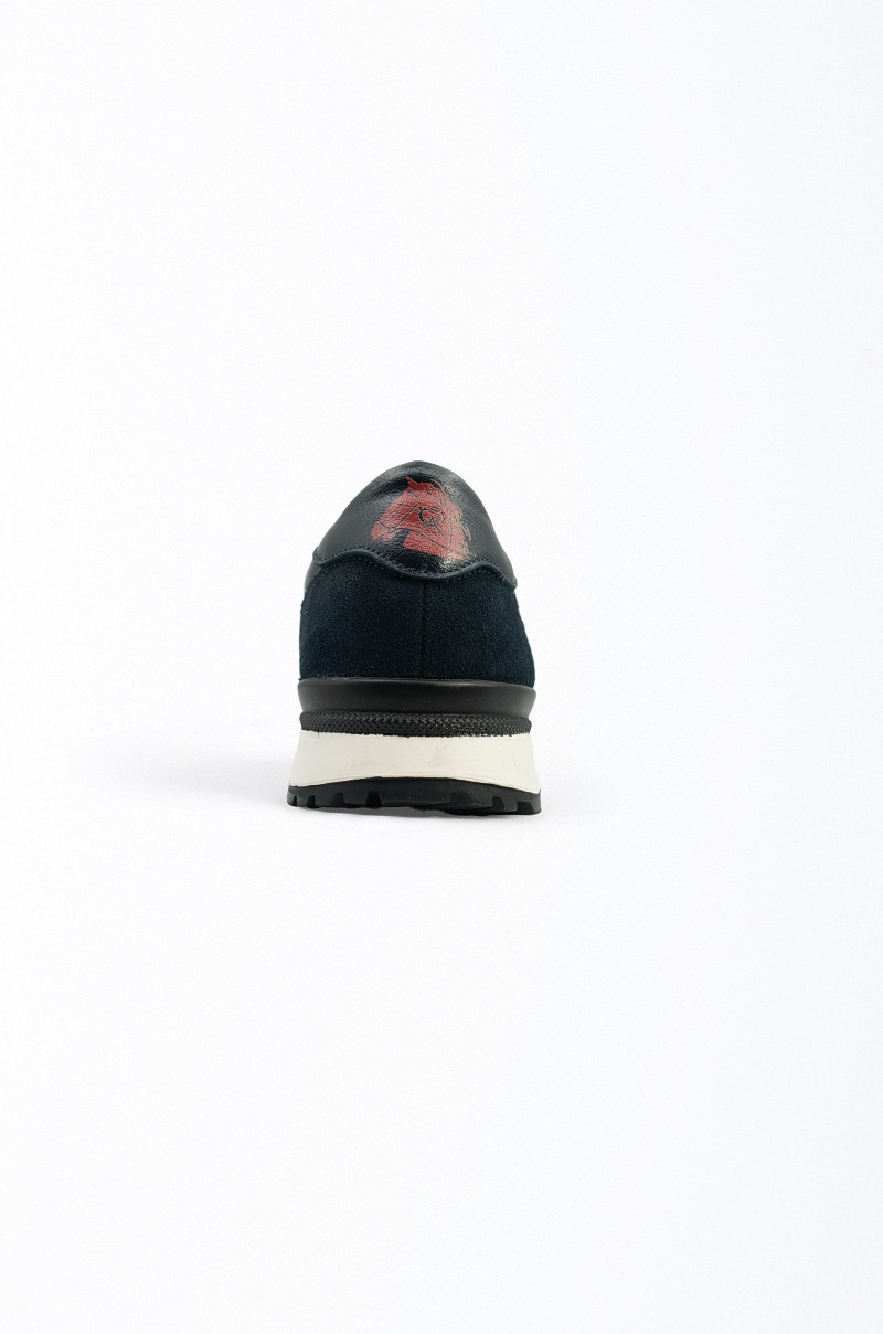 Zapatillas piel negra y gamuza azul marino Old Rowley - vista talón