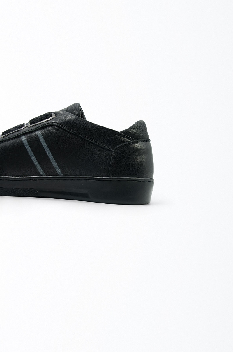 Zapatillas piel elegancia casual sin cordones Old Rowley - vista lateral talon cerca