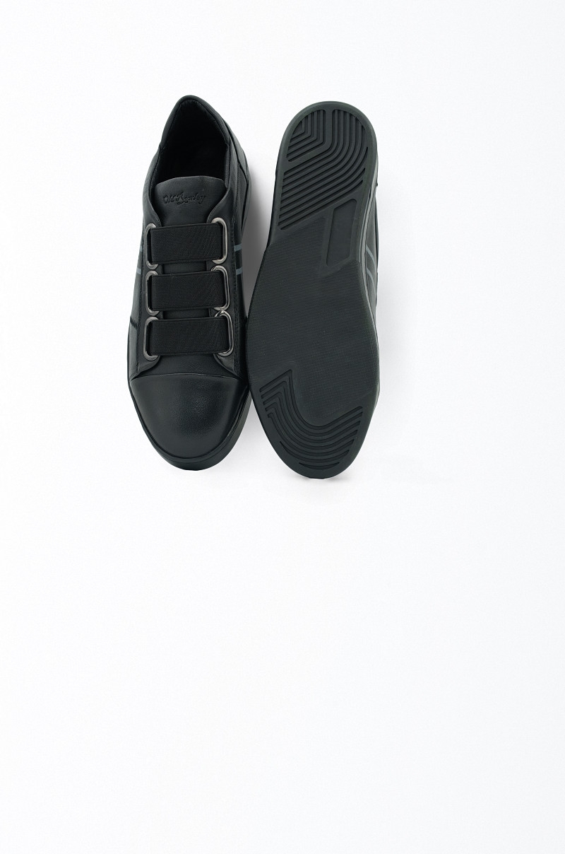 Zapatillas piel elegancia casual sin cordones Old Rowley - vista frontal y suela