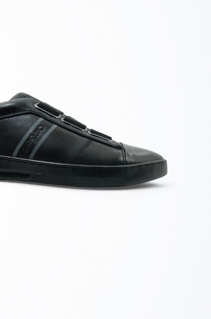 Zapatillas piel elegancia casual sin cordones Old Rowley - vista lateral cerca