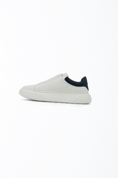 Old Rowley Zapatillas Piel Blanca y Azul Suela Ultra Ligera - vista otro lateral