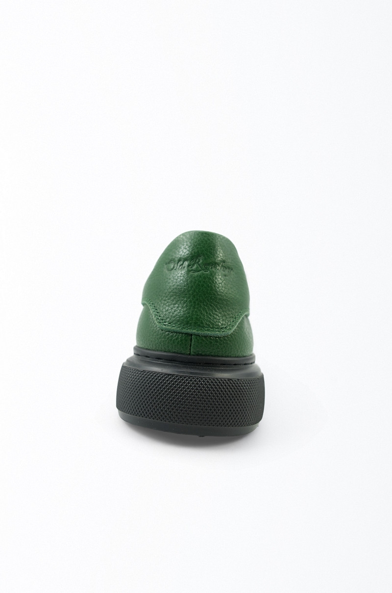 Zapatillas de Piel Natural Verde Old Rowley – Estilo Casual y Elegante - vista talón