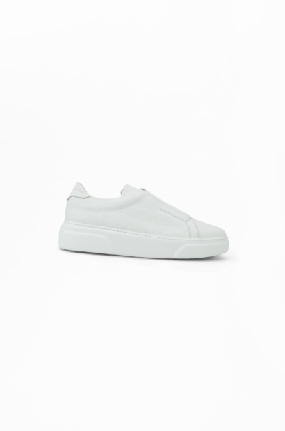 Zapatillas Blancas de Piel con Cremallera Old Rowley - vista lateral