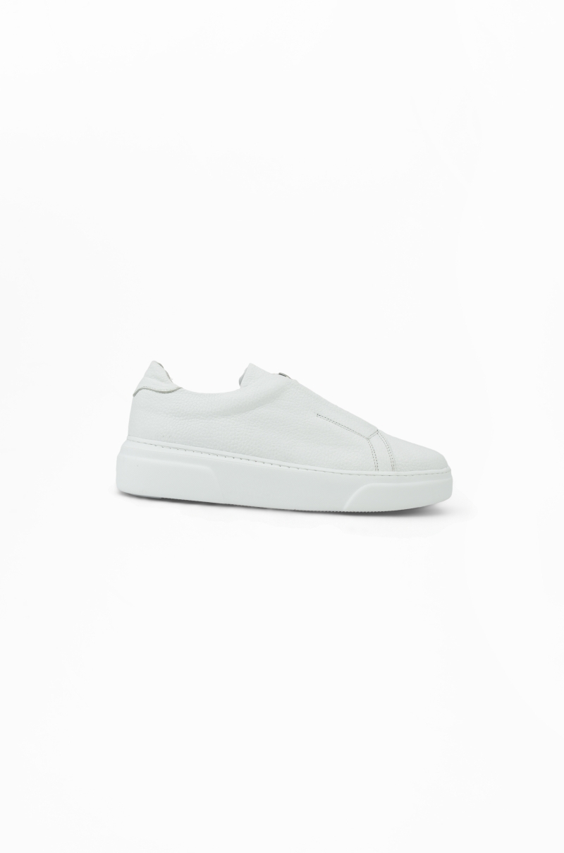 Zapatillas Blancas de Piel con Cremallera Old Rowley - vista lateral