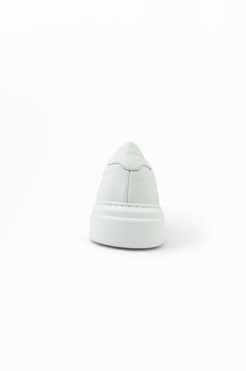 Zapatillas Blancas de Piel con Cremallera Old Rowley - vista talón