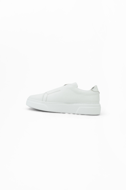 Zapatillas Blancas de Piel con Cremallera Old Rowley - vista otro lateral