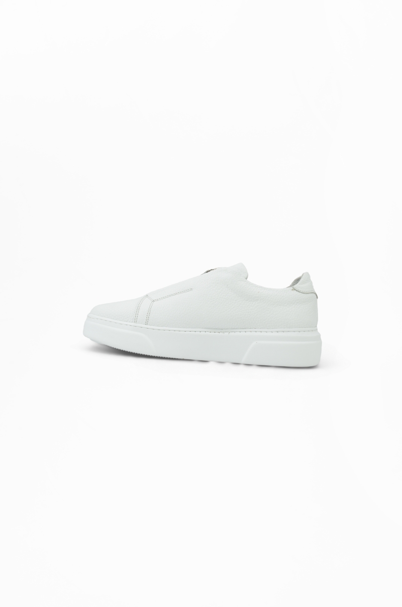 Zapatillas Blancas de Piel con Cremallera Old Rowley - vista otro lateral