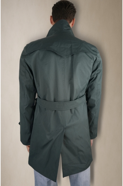 Gabardina Trench clásico de hombre con cinturón y doble botonadura en negro Old Rowley - vista atrás
