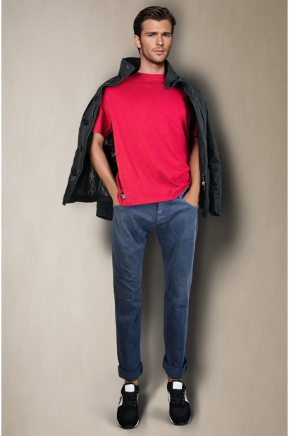 Camiseta básica Rojo de algodón con logo Old Rowley - vista frontal completo