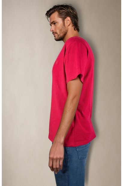 Camiseta básica Rojo de algodón con logo Old Rowley - vista lateral