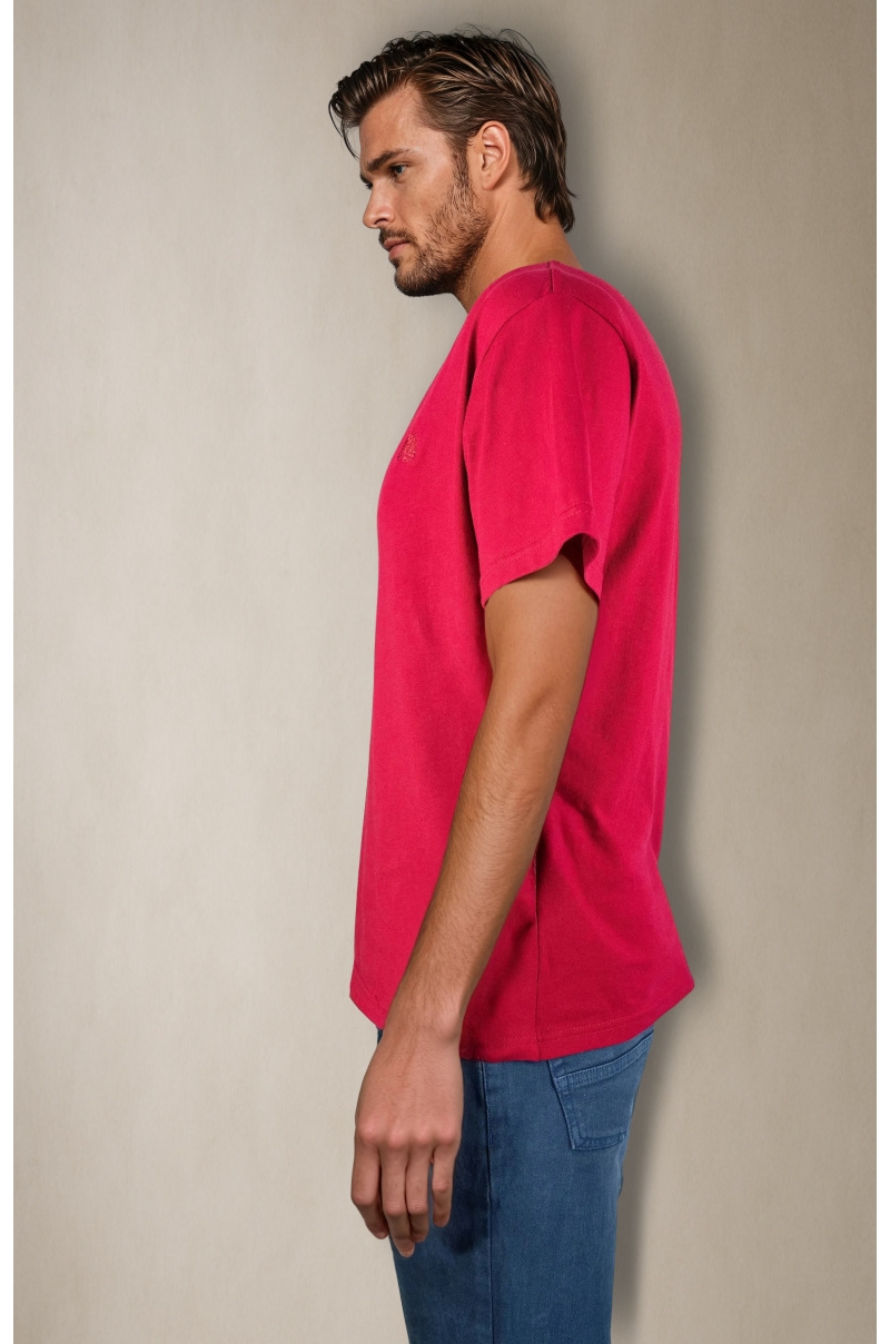 Camiseta básica Rojo de algodón con logo Old Rowley - vista lateral