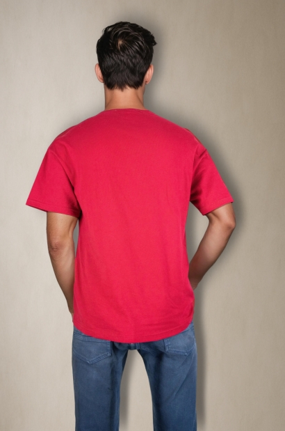 Camiseta básica Rojo de algodón con logo Old Rowley - vista trasera