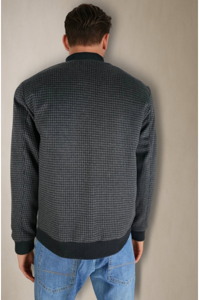 Cazadora bomber lana style in italy de pata de gallo gris oscuro Old Rowley - vista trasera