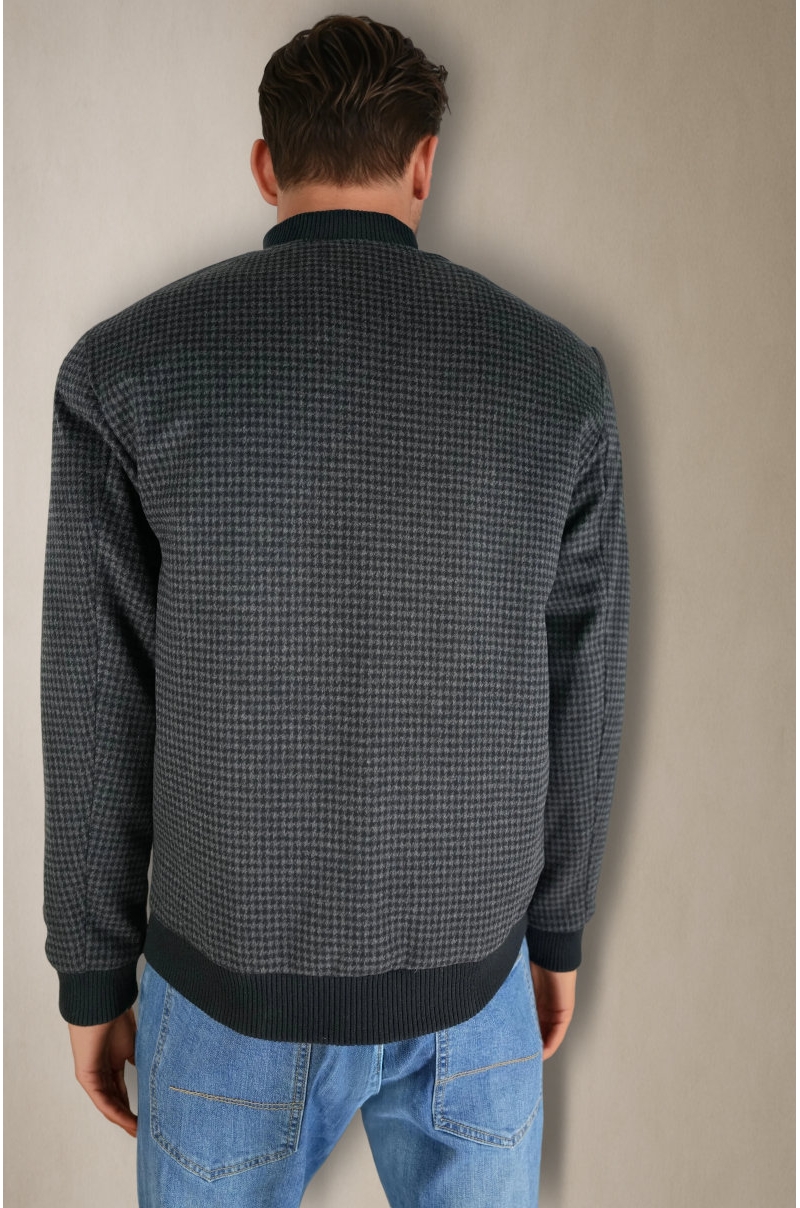 Cazadora bomber lana style in italy de pata de gallo gris oscuro Old Rowley - vista trasera