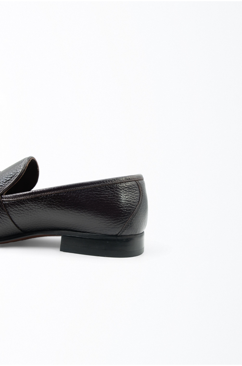 Zapatos hombre de piel natural dos hebillas marrón oscuro Old Rowley - vista detalle