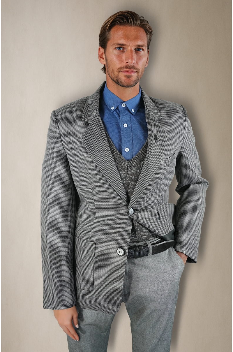 Blazer de microcuadro Gris Old Rowley - vista frontal