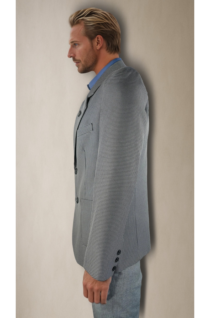 Blazer de microcuadro Gris Old Rowley - vista lateral