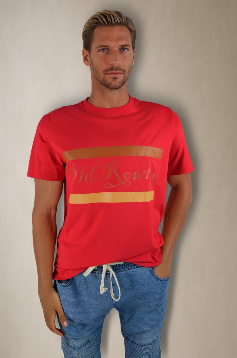 Camiseta roja letras Old Rowley - vista frontal