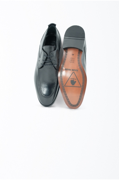 Zapatos de piel martillada con cordones negro Old Rowley - vista parte superior y suela