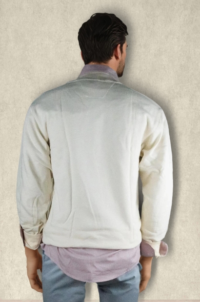 Sudadera crudo de Cuello Medio Alto Old Rowley - vista atras