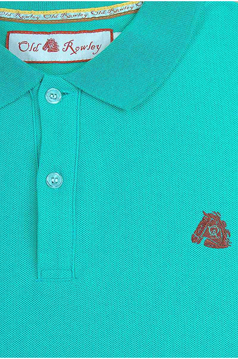 Polo turquesa doble piqué de algodón - vista tejido cerca