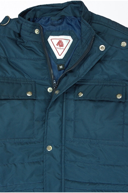 Chaqueta acolchada de cuello alto Azul marino Old Rowley - vista material cerca