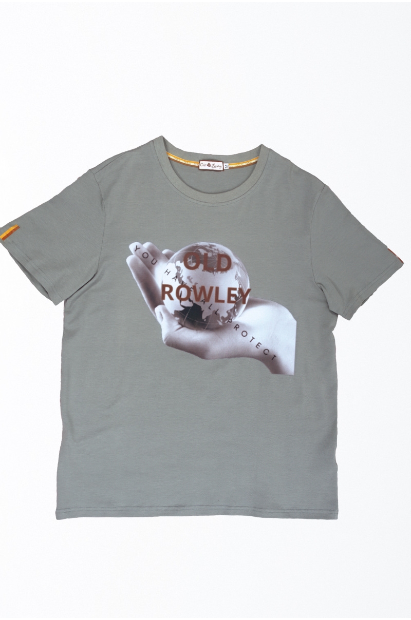 Camiseta verde caqui Protect your world Old Rowley - vista solo camiseta