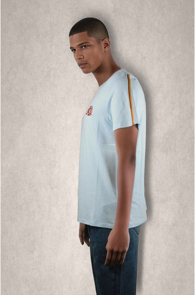 Camiseta de algodón con bandas en hombros Azul claro Old Rowley - vista lateral