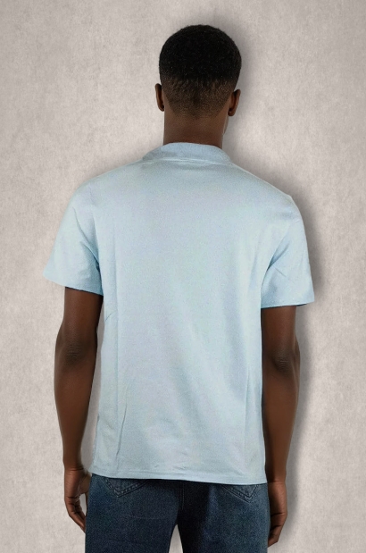 Camiseta de algodón con bandas en hombros Azul claro Old Rowley - vista atrás