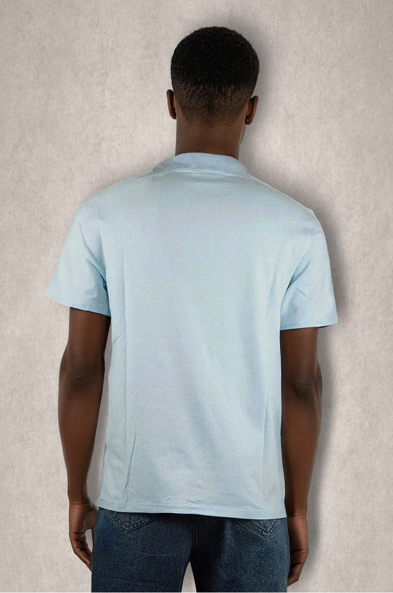 Camiseta de algodón con bandas en hombros Azul claro Old Rowley - vista atrás