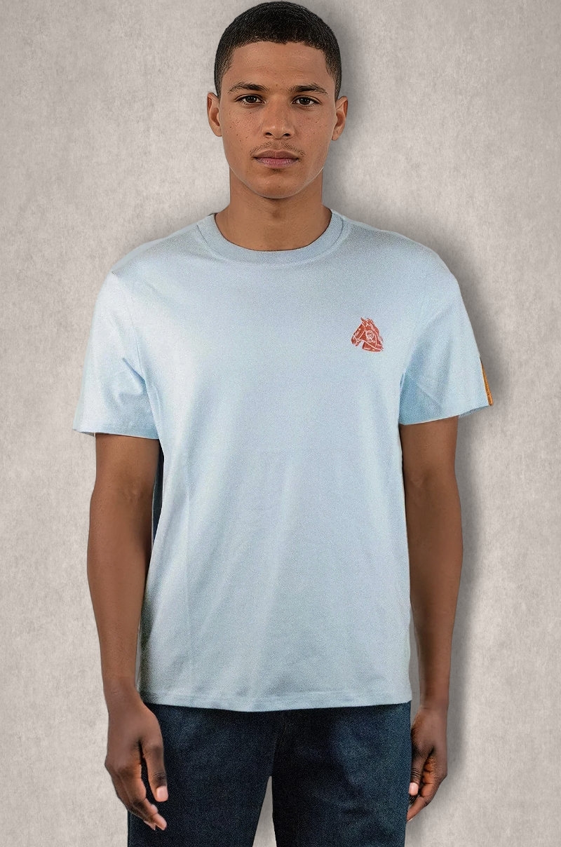 Camiseta de algodón con bandas en hombros Azul claro Old Rowley - vista frontal