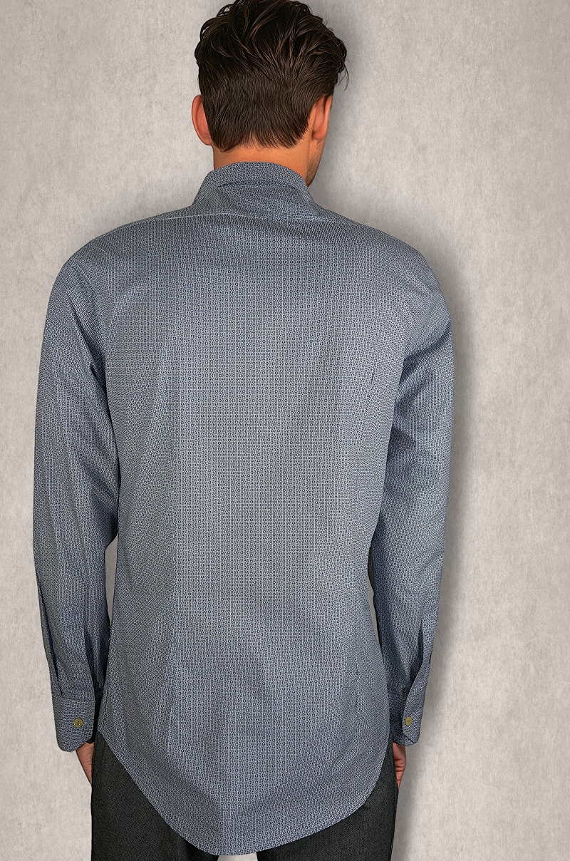 Camisa slim fit estampada círculos geométricos - vista trasera